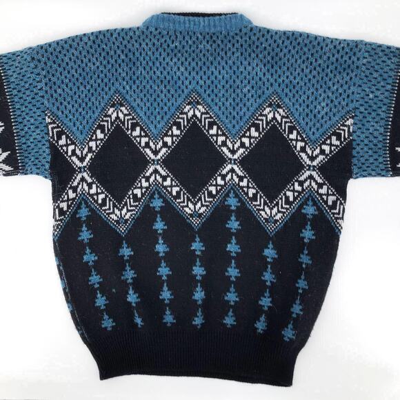 80s leather patch sweater 1980s vintage - Picture 2 of 4